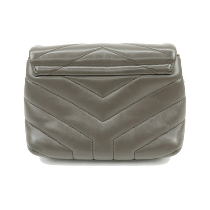 Saint Laurent Loulou Matelasse Chevron Leather, Gray, Leather, Shoulder Bag