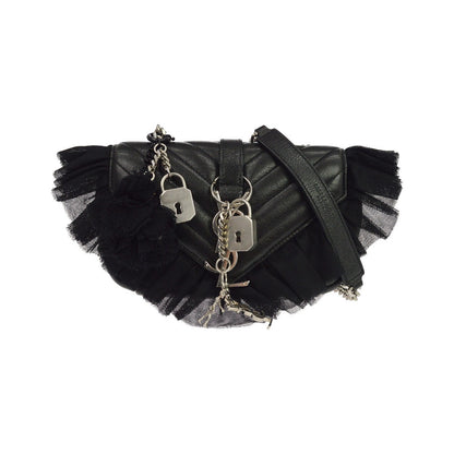 Saint Laurent Loulou Puffer Leather & Tulle, Black, Leather, Shoulder Bag