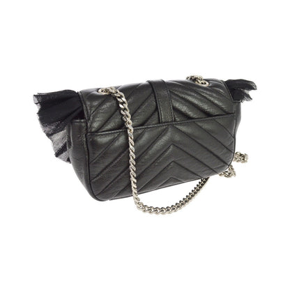 Saint Laurent Loulou Puffer Leather & Tulle, Black, Leather, Shoulder Bag