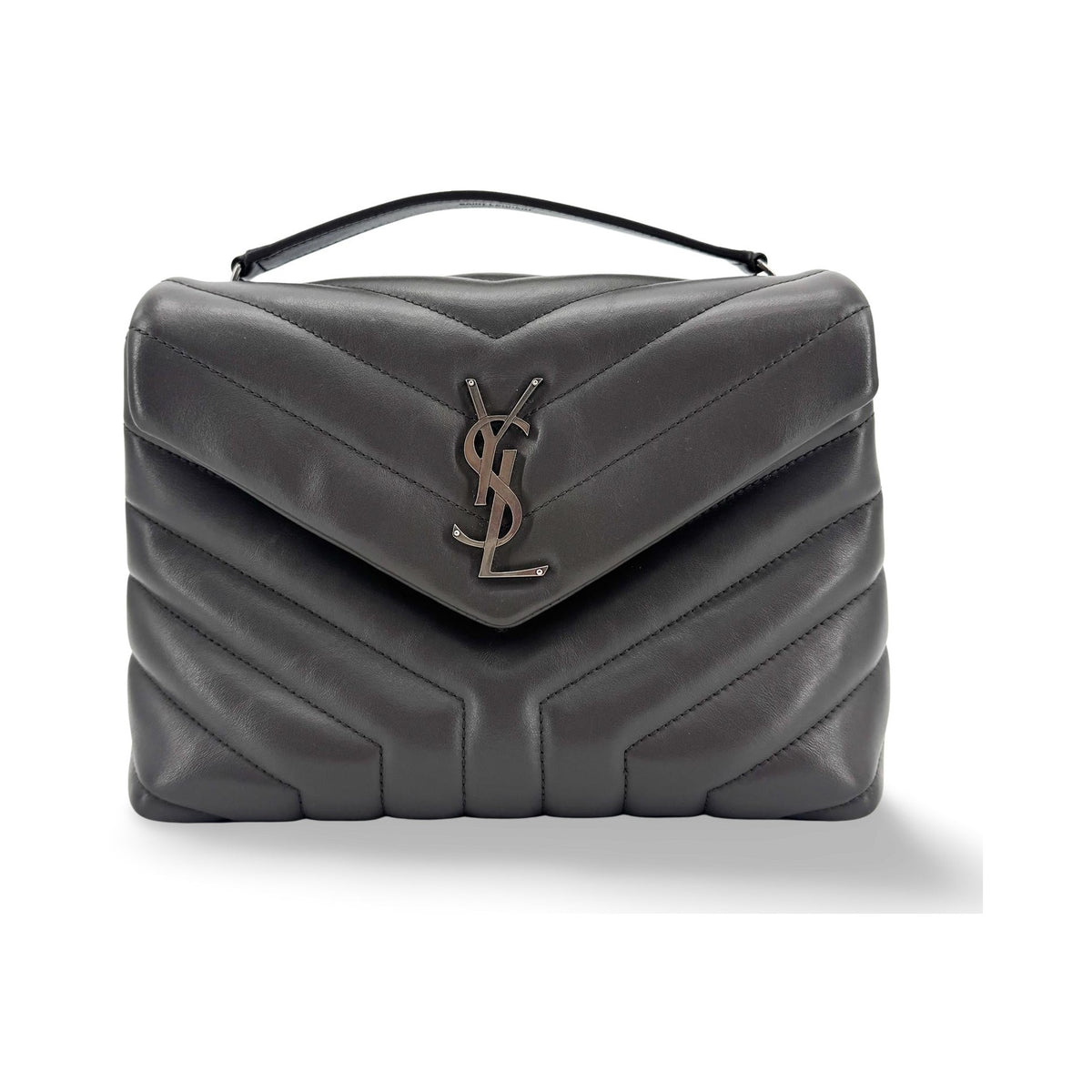 Saint Laurent LouLou Top Handle Matelasse Chevron Leather, Black, Leather, Handbag