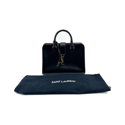 Saint Laurent Monogram Cabas Leather, Black, Leather, Tote Bag