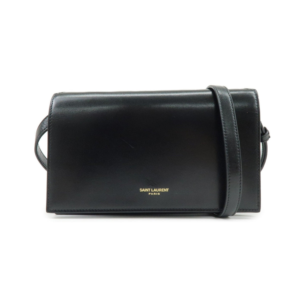 Saint Laurent Paris Chain Leather, Black, Leather, Crossbody Bag
