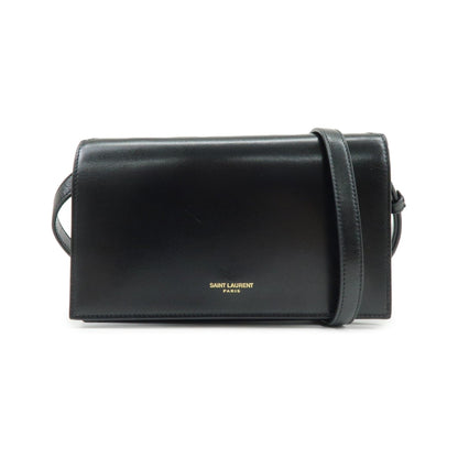 Saint Laurent Paris Chain Leather, Black, Leather, Crossbody Bag