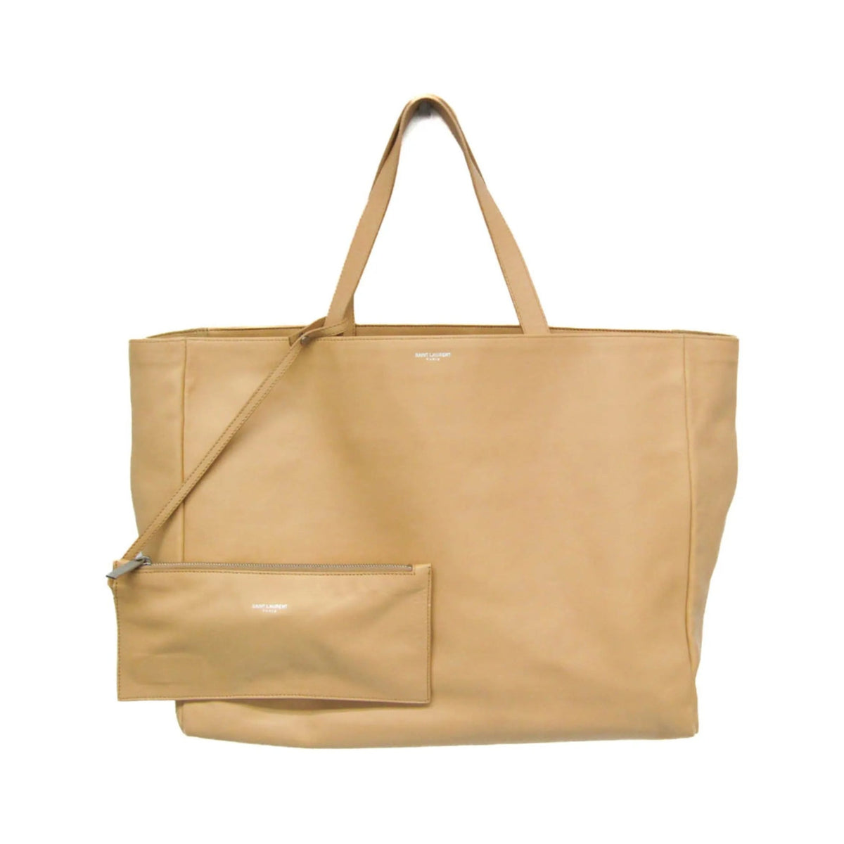 Saint Laurent Reversible East West Shopper Tote Leather, Beige, Leather, Tote Bag