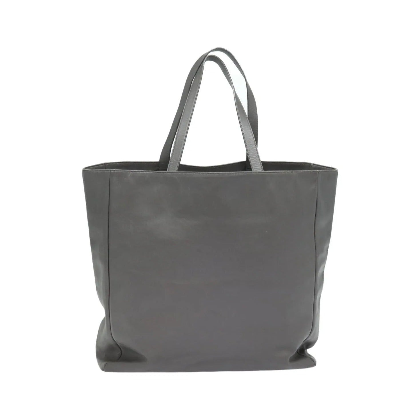 Saint Laurent Reversible North South Shopper Tote Leather, Gray, Leather, Tote Bag
