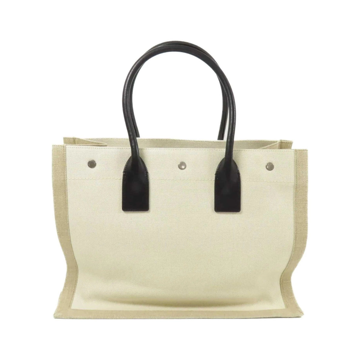 Saint Laurent Rive Gauche Felt and leather, Beige, Canvas, Tote Bag