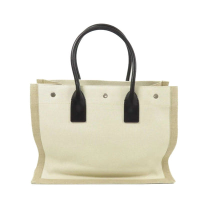Saint Laurent Rive Gauche Felt and leather, Beige, Canvas, Tote Bag