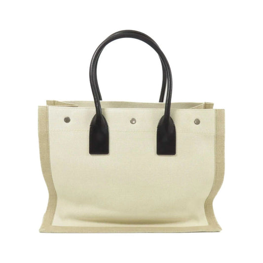 Saint Laurent Rive Gauche Felt and leather, Beige, Canvas, Tote Bag