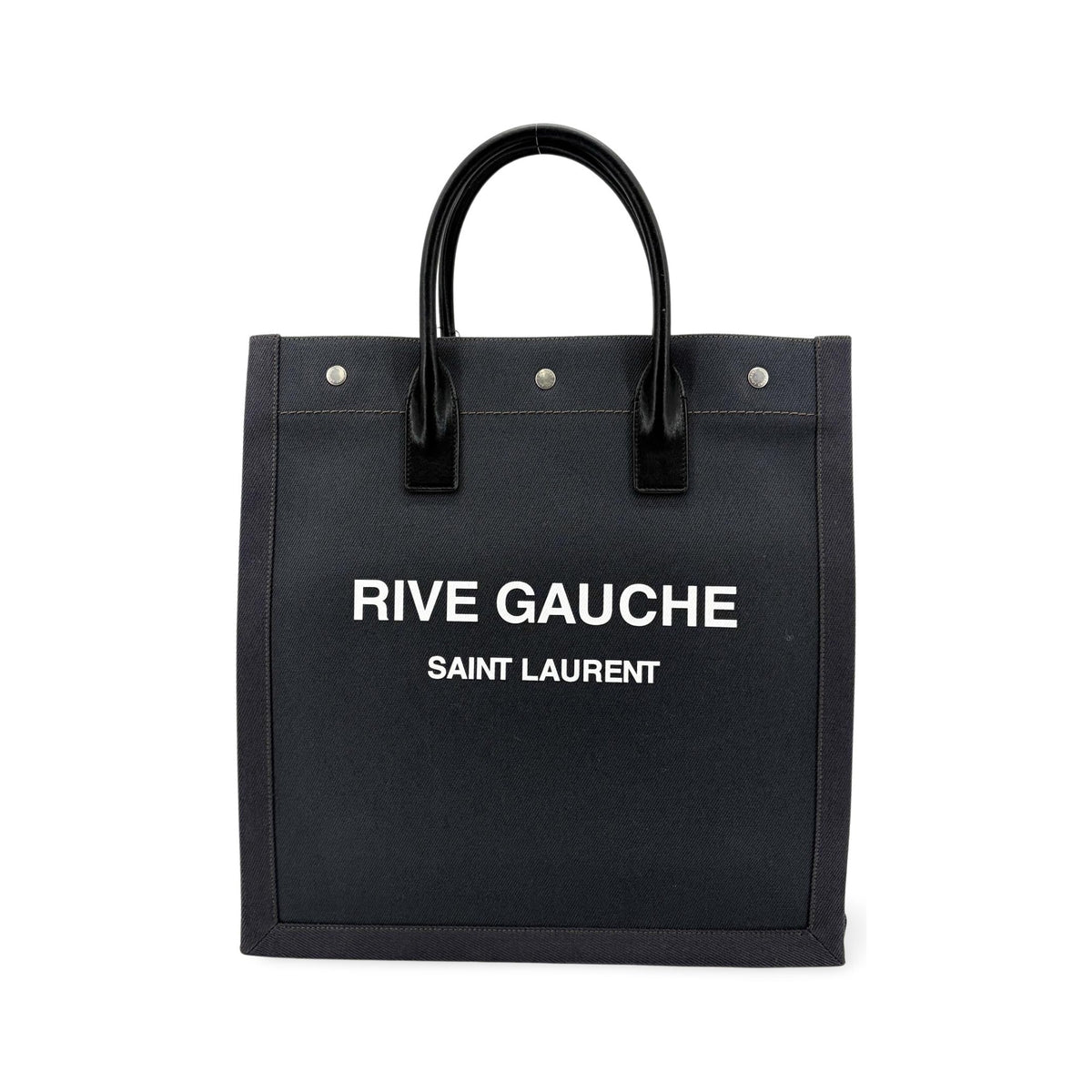 Saint Laurent Rive Gauche Pouch Canvas, Black, Canvas, Clutch