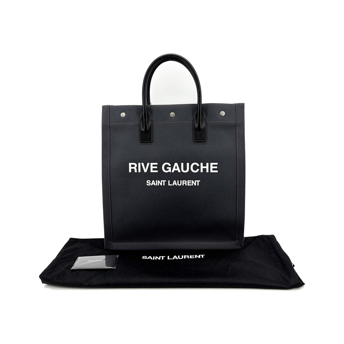 Saint Laurent Rive Gauche Pouch Canvas, Black, Canvas, Clutch