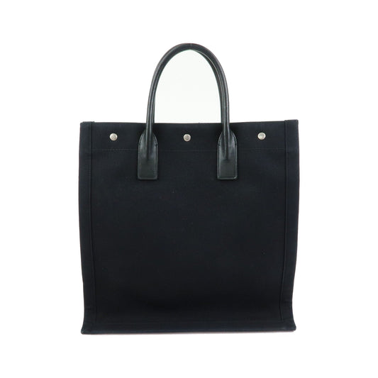 Saint Laurent Rive Gauche Shopper Canvas, Black, Canvas, Tote Bag