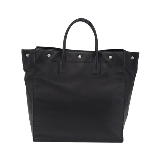 Saint Laurent Rive Gauche Shopper Embossed Leather, Black, Leather, Tote Bag