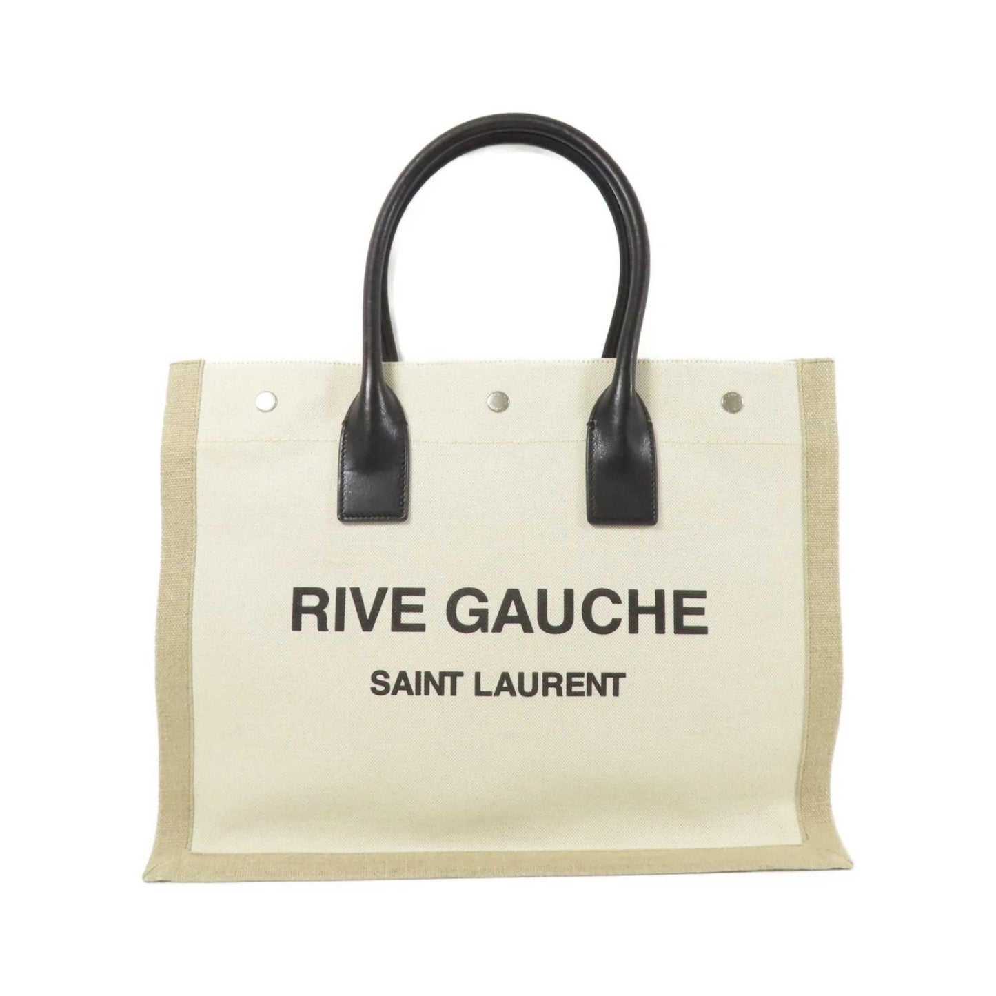 Saint Laurent Rive Gauche Shopper Tote Canvas, Beige, Canvas, Tote Bag