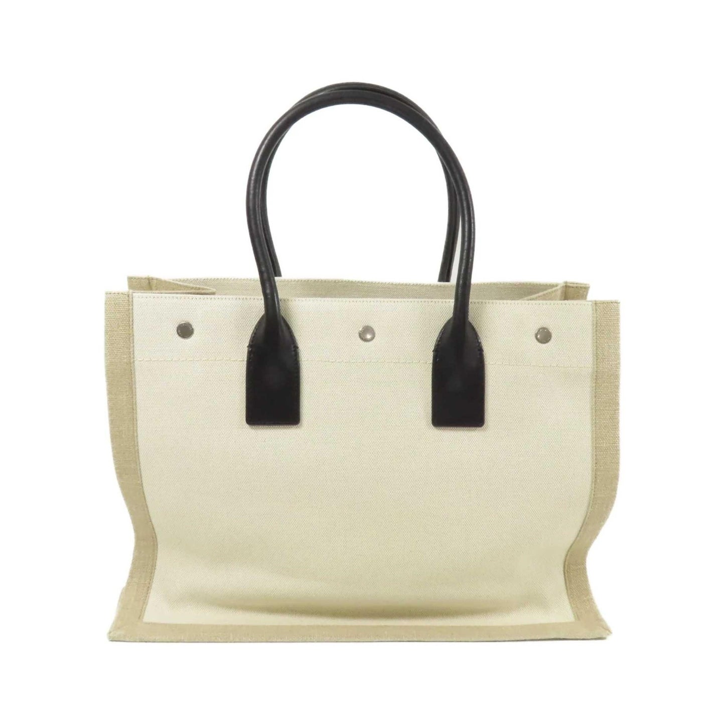 Saint Laurent Rive Gauche Shopper Tote Canvas, Beige, Canvas, Tote Bag