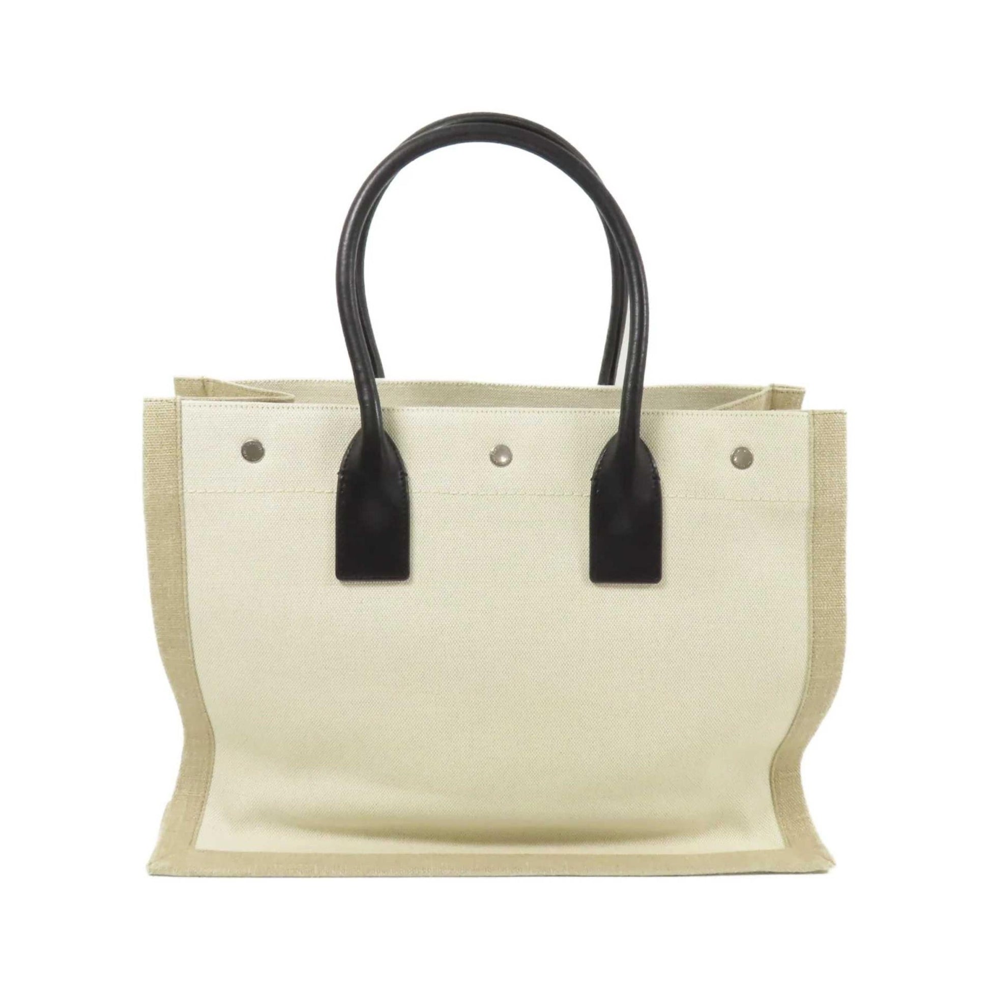 Saint Laurent Rive Gauche Shopper Tote Canvas, Beige, Canvas, Tote Bag