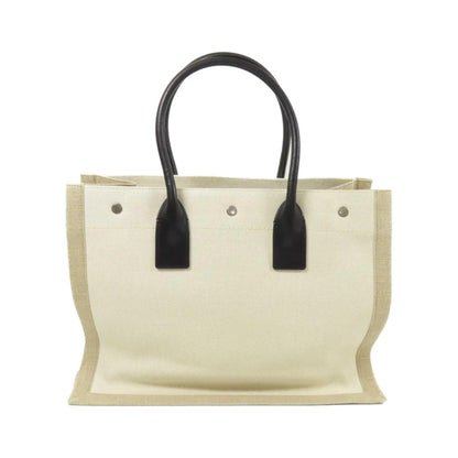 Saint Laurent Rive Gauche Shopper Tote Canvas, Beige, Canvas, Tote Bag