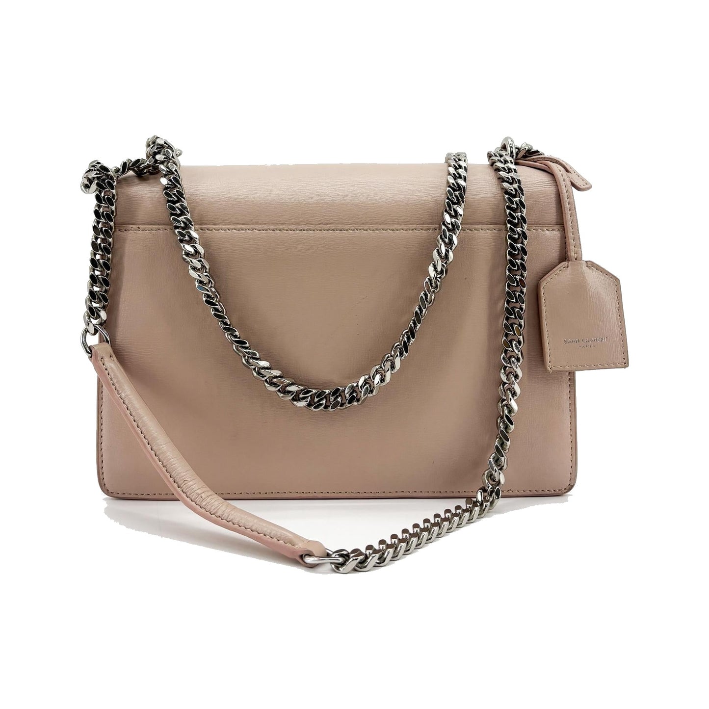 Saint Laurent Sunset Crossbody Bag Crackled Metallic Leather, Pink, Leather, Crossbody Bag