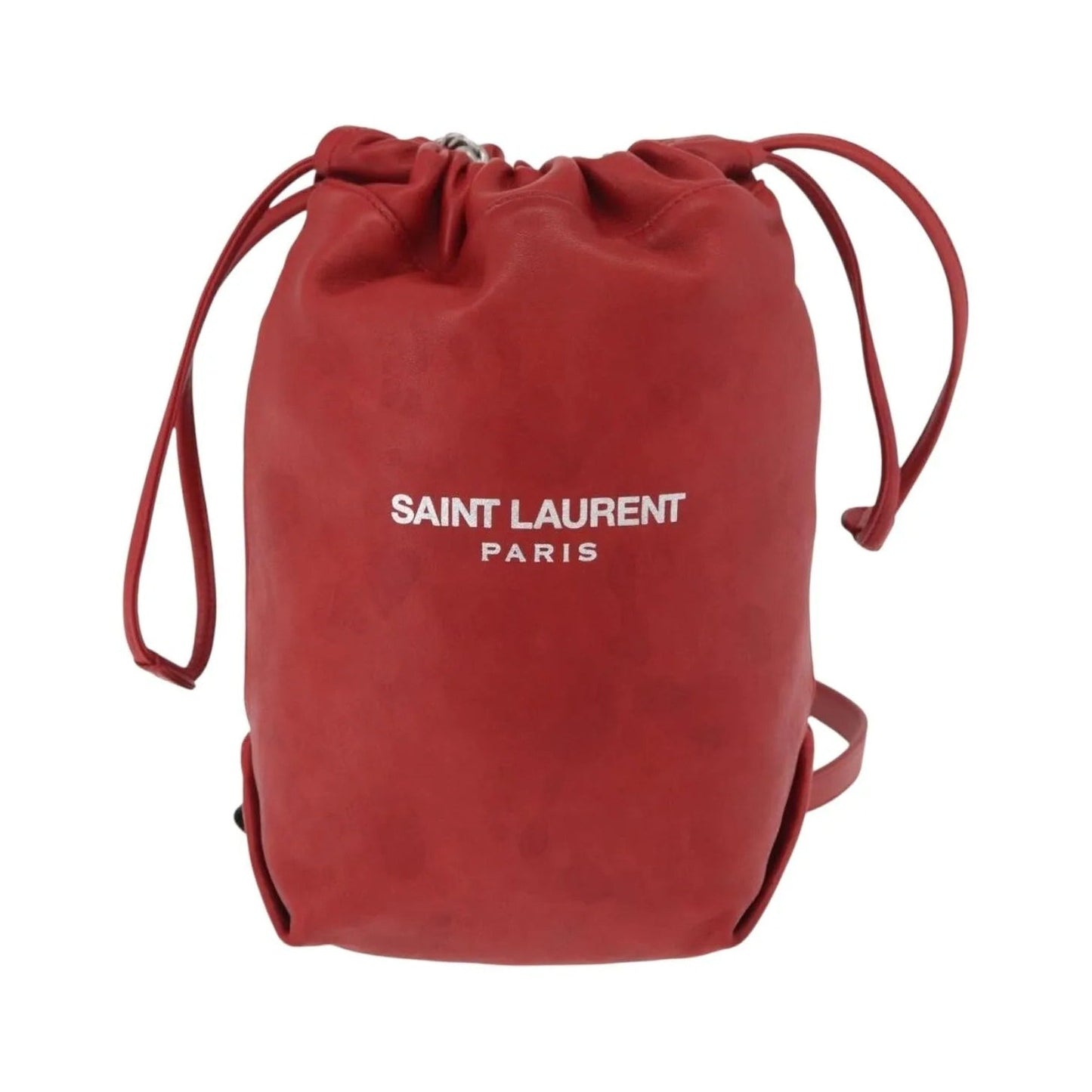Saint Laurent Teddy Bucket Leather, Red, Leather, Shoulder Bag