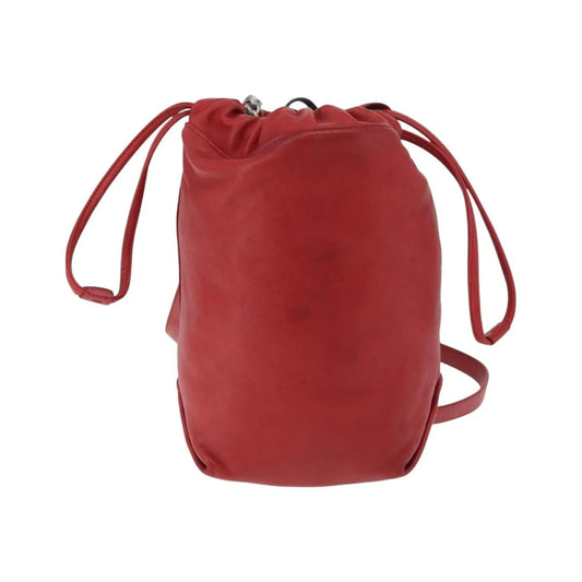 Saint Laurent Teddy Bucket Leather, Red, Leather, Shoulder Bag