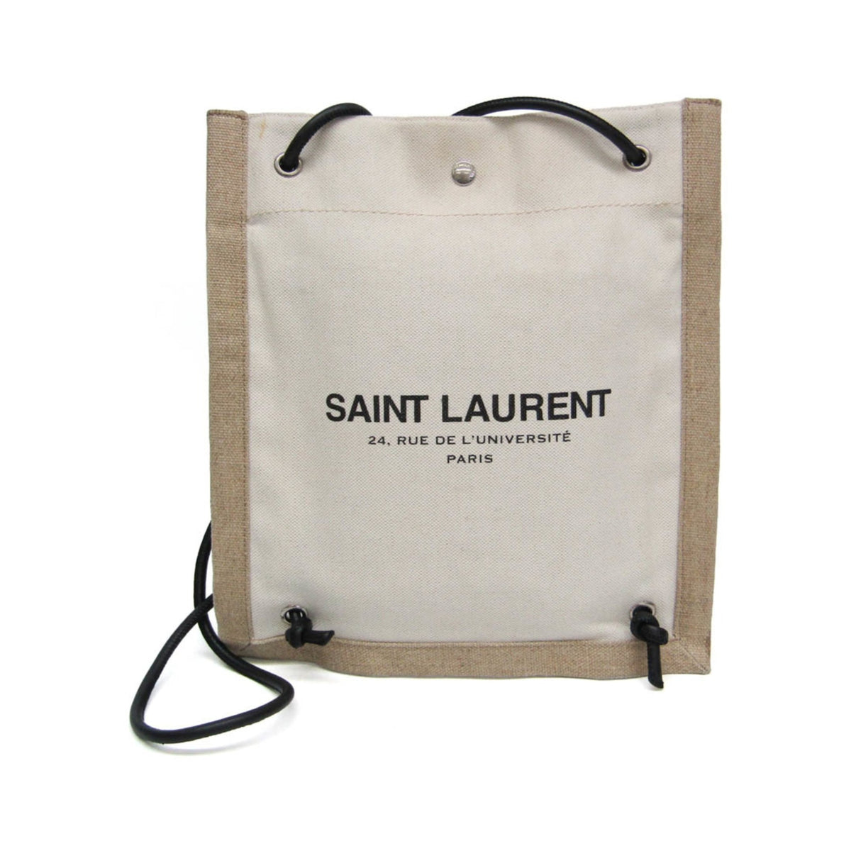 Saint Laurent Universite Flat Canvas, Beige, Canvas, Crossbody Bag