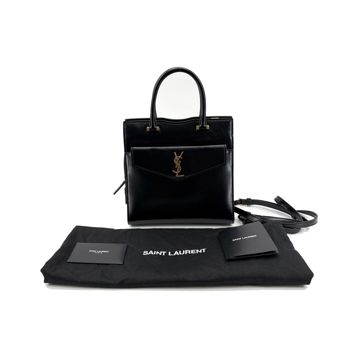 Saint Laurent Uptown Crossbody Bag Leather, Black, Leather, Crossbody Bag