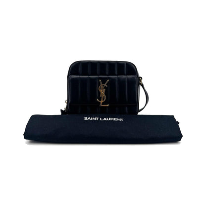 Saint Laurent Vicky Camera Vertical Quilted Leather, Black, Leather, Handbag