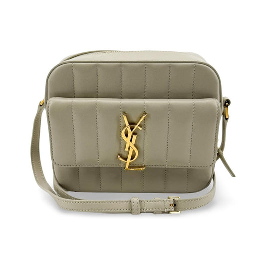 Saint Laurent Vicky Camera Vertical Quilted Leather, Gray, Leather, Handbag