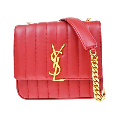 Saint Laurent Vicky Vertical Quilted Leather, Red, Leather, Crossbody Bag