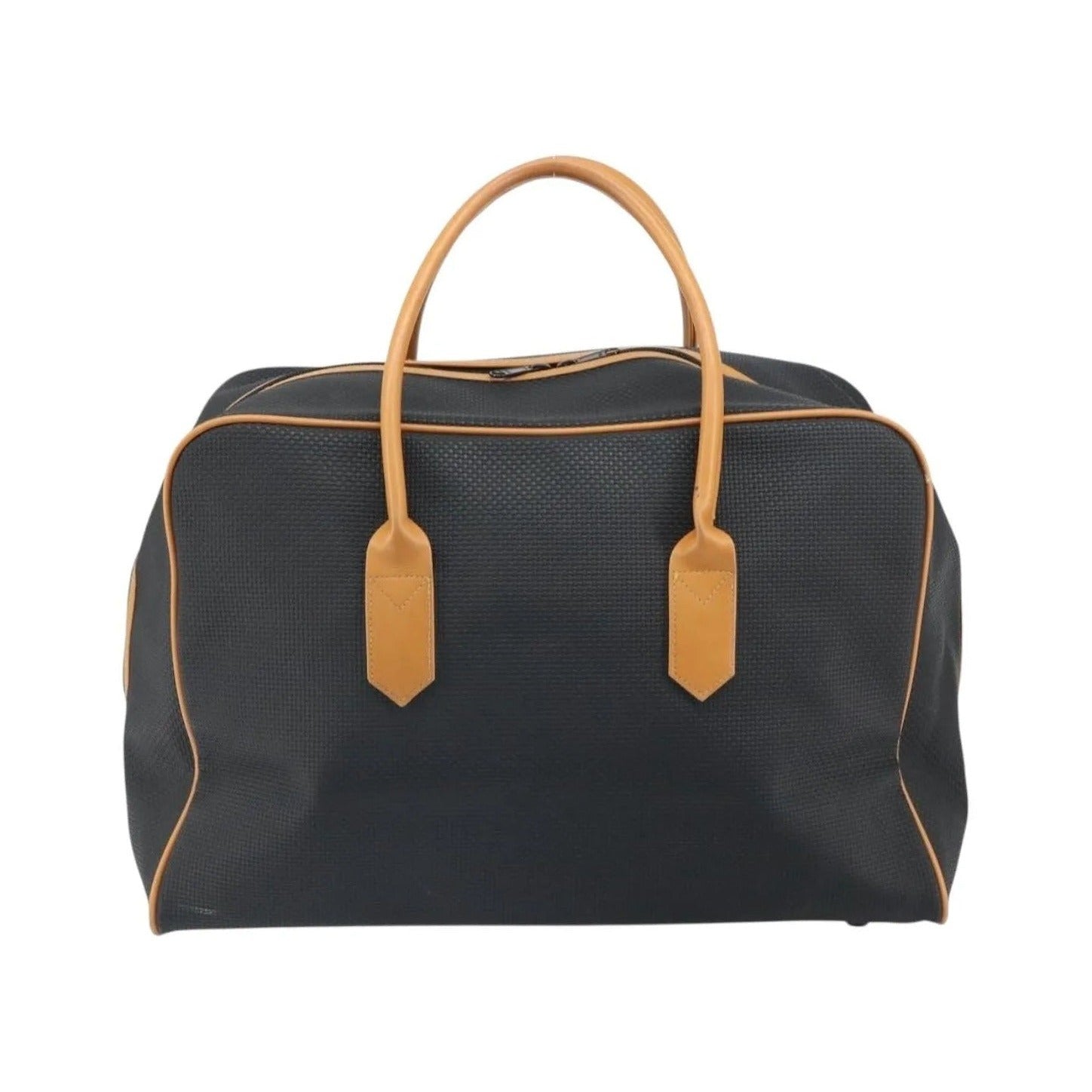 Saint Laurent Vintage Boston PVC Leather, Black, Canvas, Travel Bag
