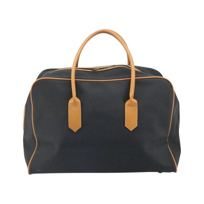 Saint Laurent Vintage Boston PVC Leather, Black, Canvas, Travel Bag