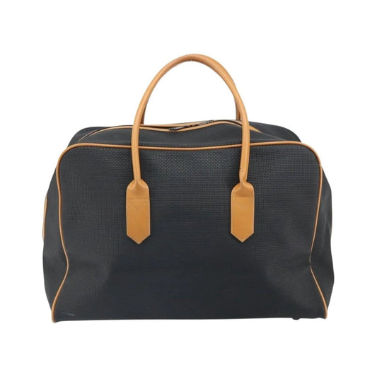 Saint Laurent Vintage Boston PVC Leather, Black, Canvas, Travel Bag
