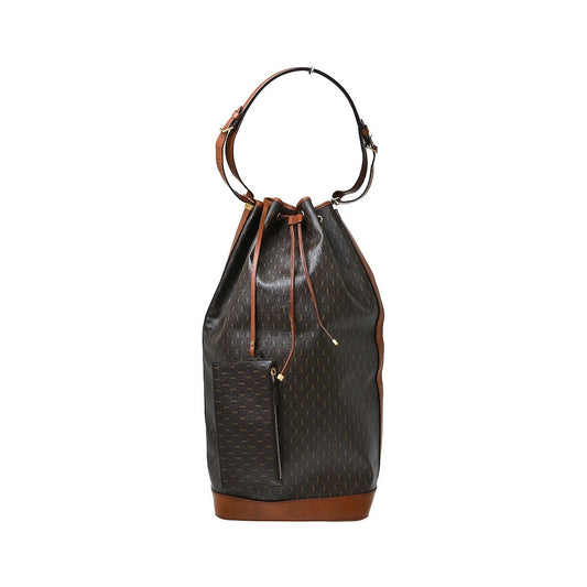 Saint Laurent Vintage Classic Monogram Drawstring Bucket Canvas, Brown, Canvas, Shoulder Bag