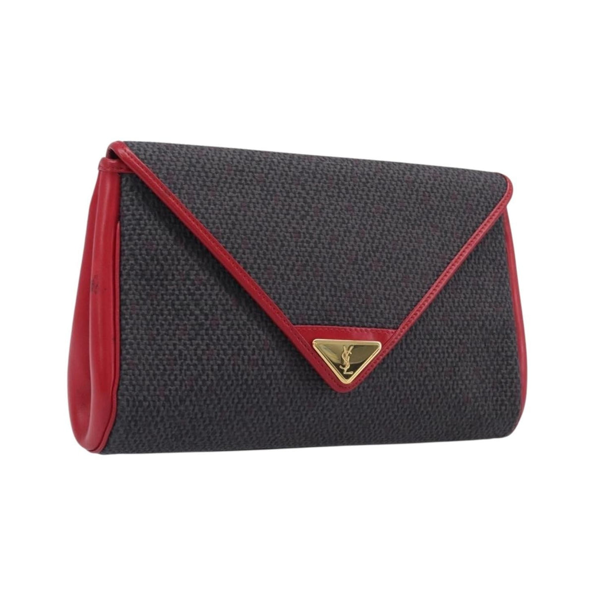 Saint Laurent Vintage Clutch Canvas, Gray, Canvas, Clutch