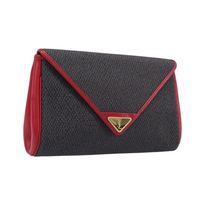 Saint Laurent Vintage Clutch Canvas, Gray, Canvas, Clutch