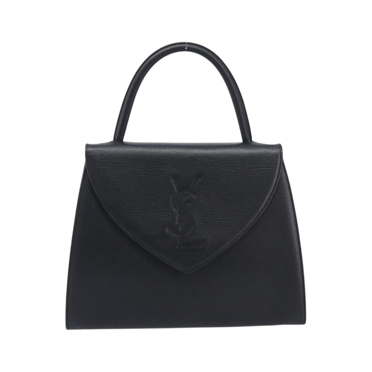 Saint Laurent Vintage Flap Top Handle Bag Caviar Leather, Black, Leather, Handbag