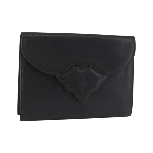 Saint Laurent Vintage Leather, Black, Leather, Clutch