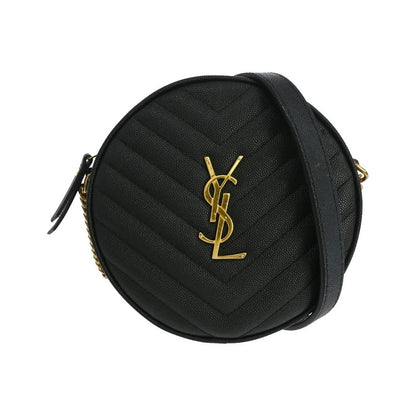 Saint Laurent Vinyle Round Camera Matelasse Chevron Leather, Black, Leather, Crossbody Bag