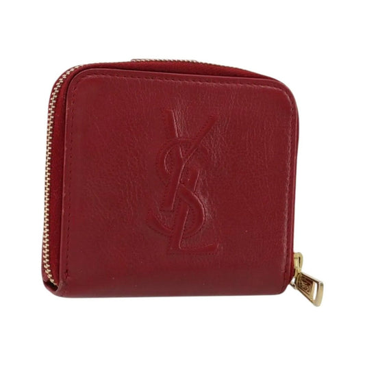 Saint Laurent Zipped Bifold Leather, Red, Leather, Wallet