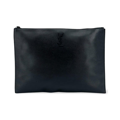 Saint Laurent Zipped Document Holder Leather, Black, Leather, Briefcase
