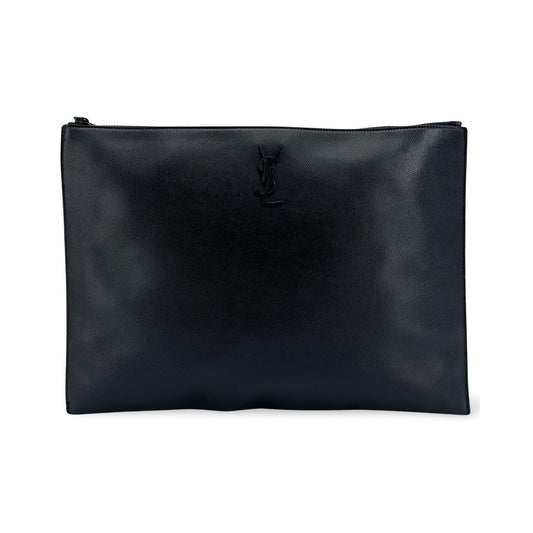 Saint Laurent Zipped Document Holder Leather, Black, Leather, Briefcase