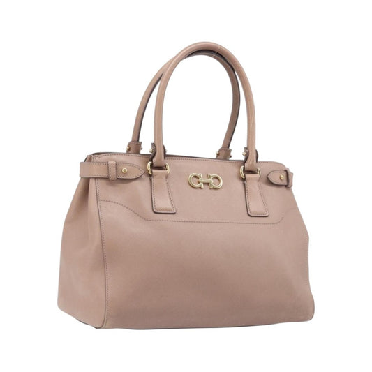 Salvatore Ferragamo Batik Leather, Beige, Leather, Tote Bag