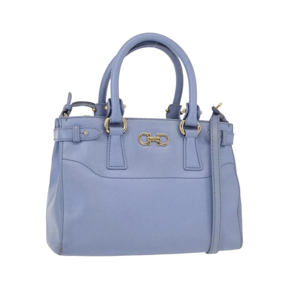 Salvatore Ferragamo Beky Tote Saffiano Leather, Blue, Leather, Handbag