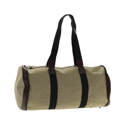 Salvatore Ferragamo Boston Leather, Beige, Canvas, Handbag