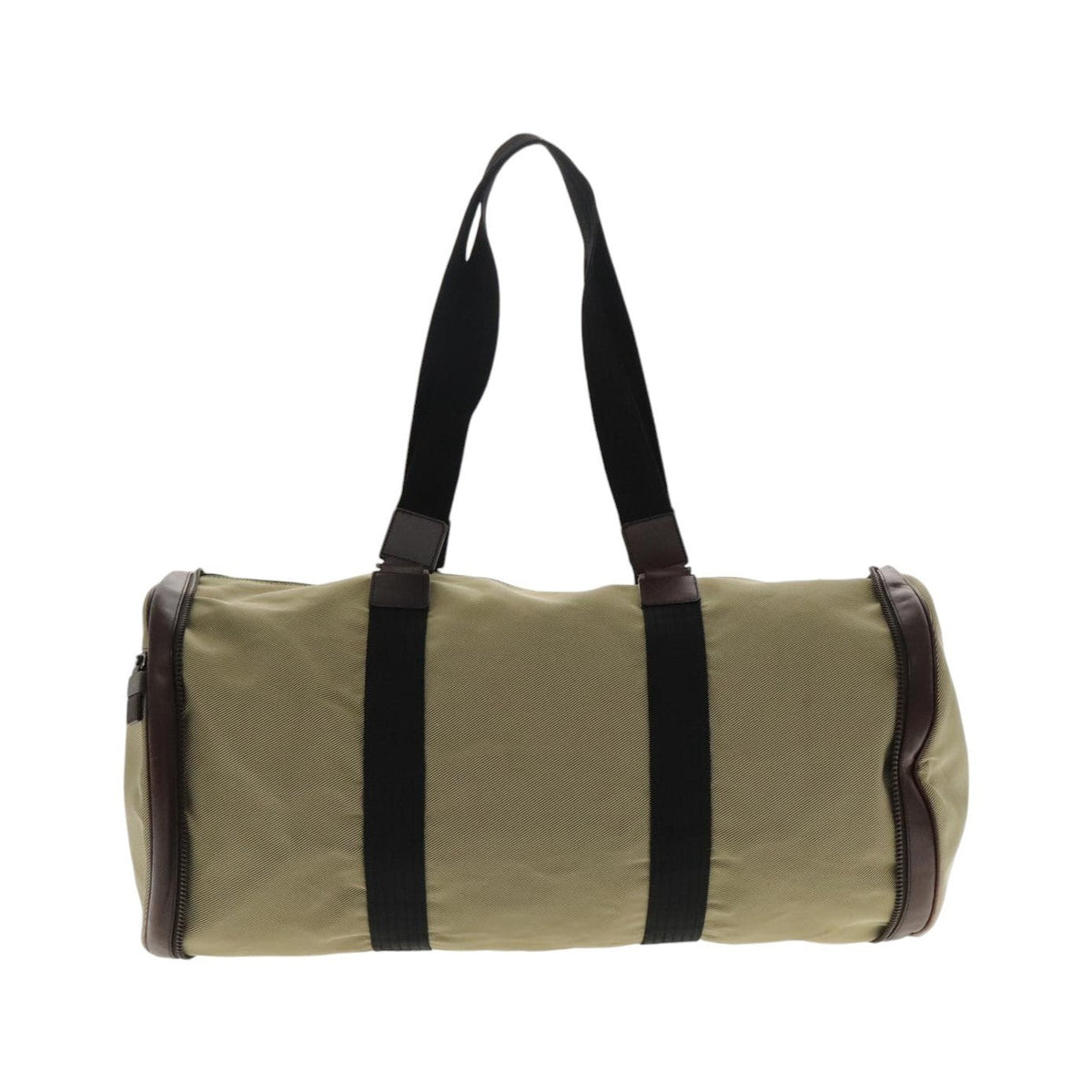 Salvatore Ferragamo Boston Leather, Beige, Canvas, Handbag