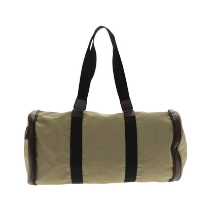 Salvatore Ferragamo Boston Leather, Beige, Canvas, Handbag