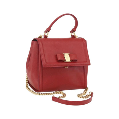 Salvatore Ferragamo Carrie Vara Saffiano Leather, Red, Leather, Shoulder Bag