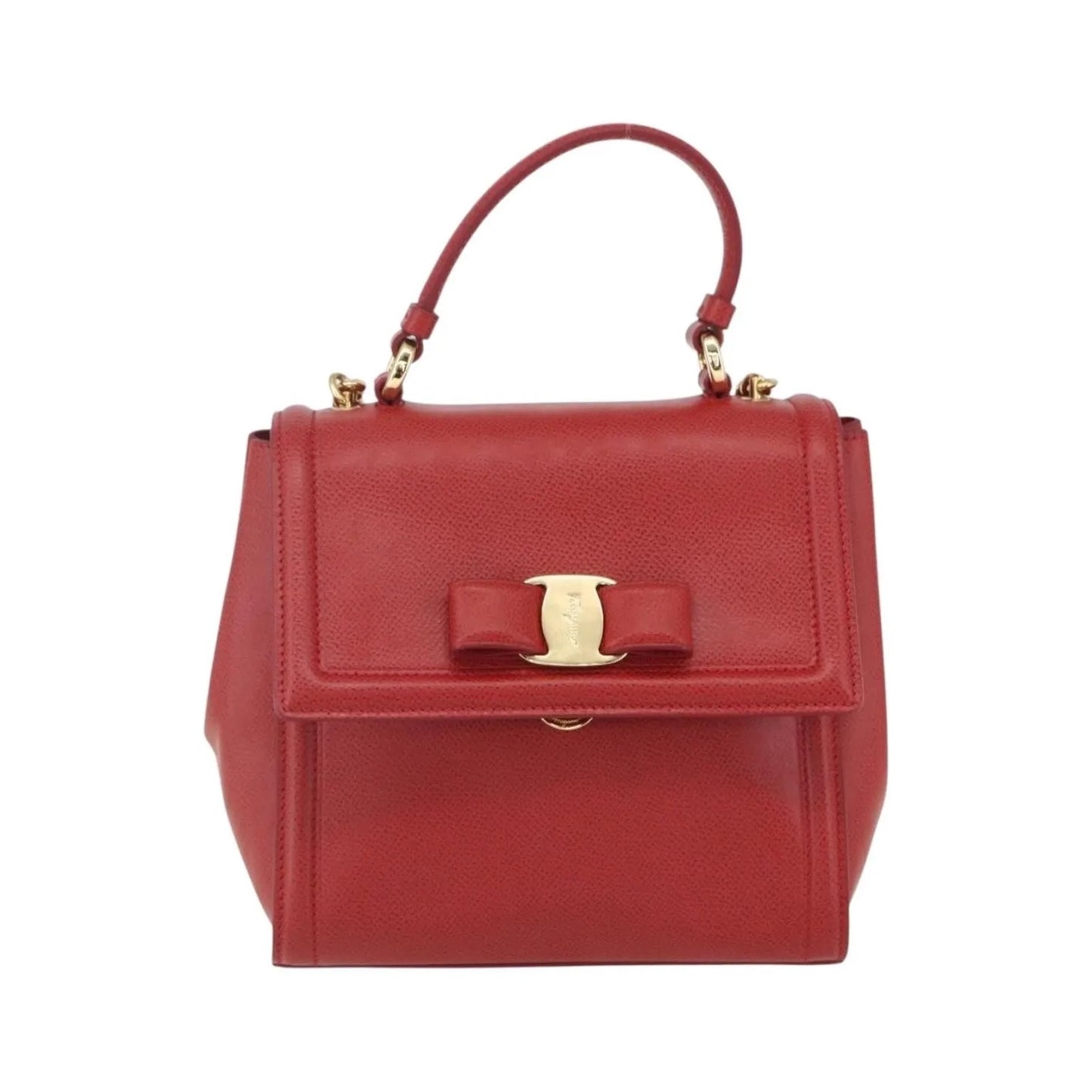 Salvatore Ferragamo Carrie Vara Saffiano Leather, Red, Leather, Shoulder Bag