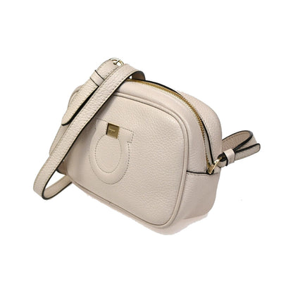 Salvatore Ferragamo City Camera Leather, White, Leather, Handbag