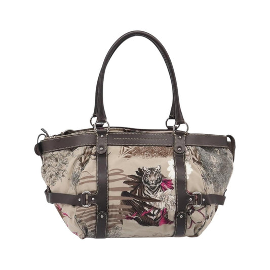 Salvatore Ferragamo Convertible Belted Boston Fiera Printed Nylon with Leather, Beige, Nylon, Handbag