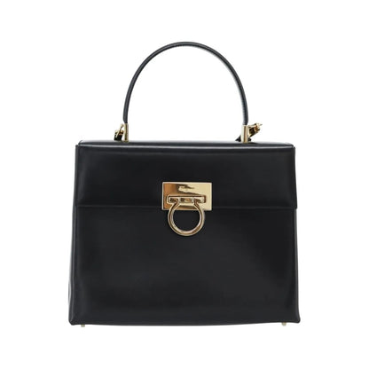 Salvatore Ferragamo Convertible Top Handle Leather, Black, Leather, Handbag